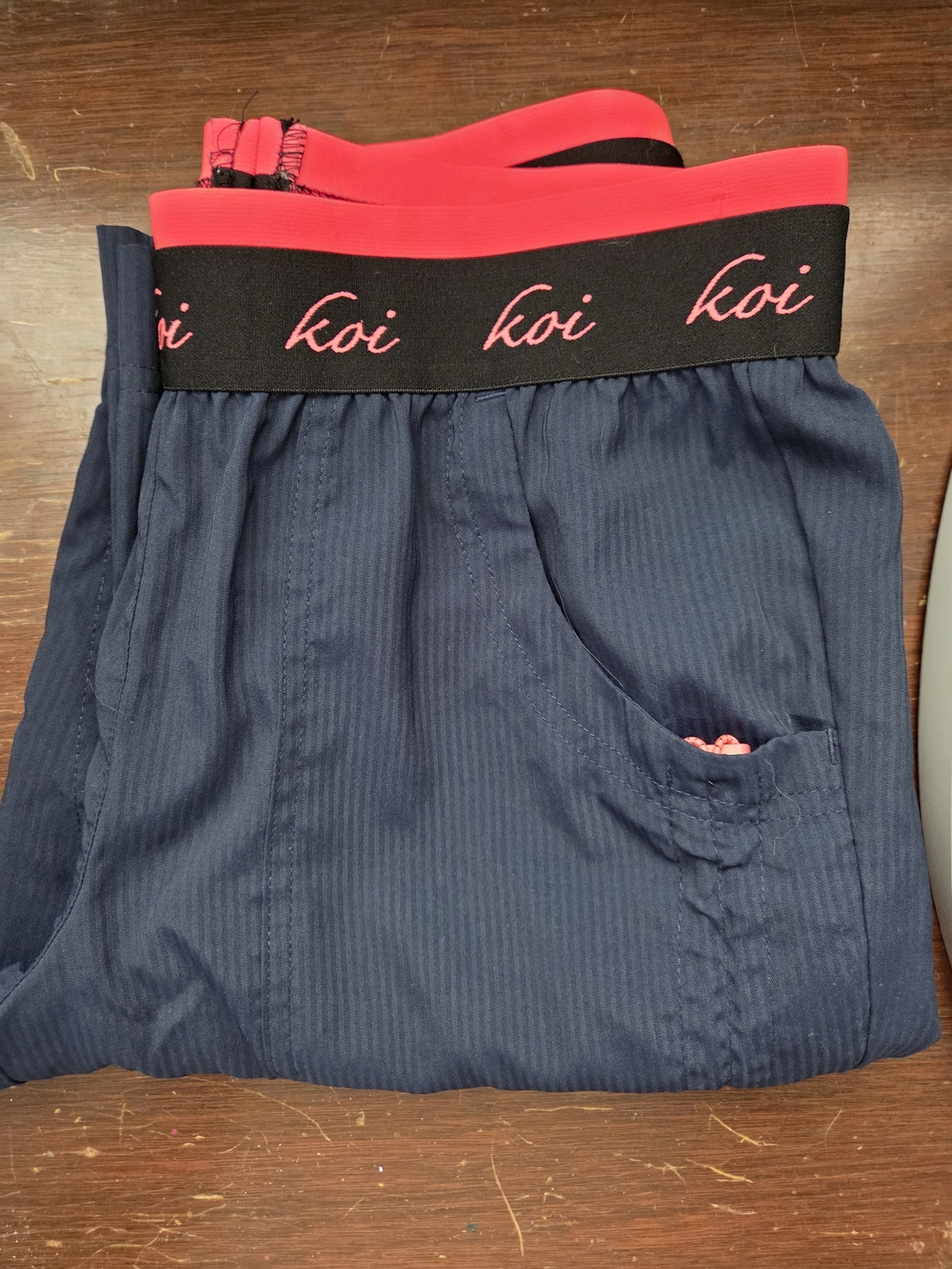Koi Navy Scrub Bottoms with Pink Accent Waistband XS